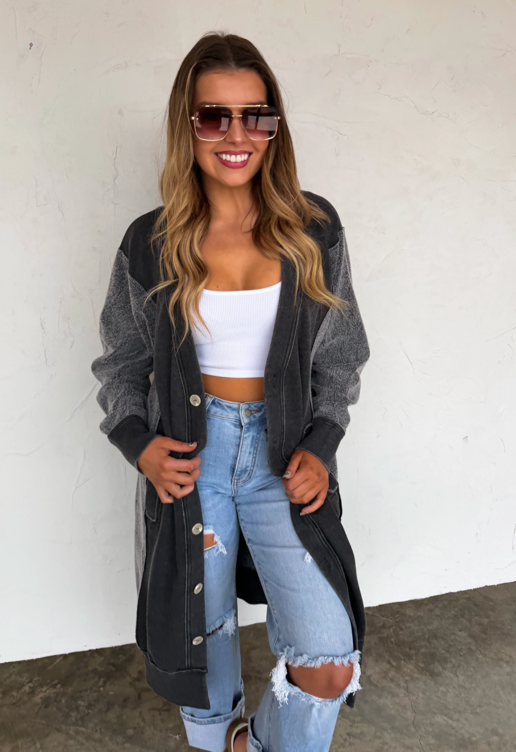Black Desi Sweatshirt Cardigan
