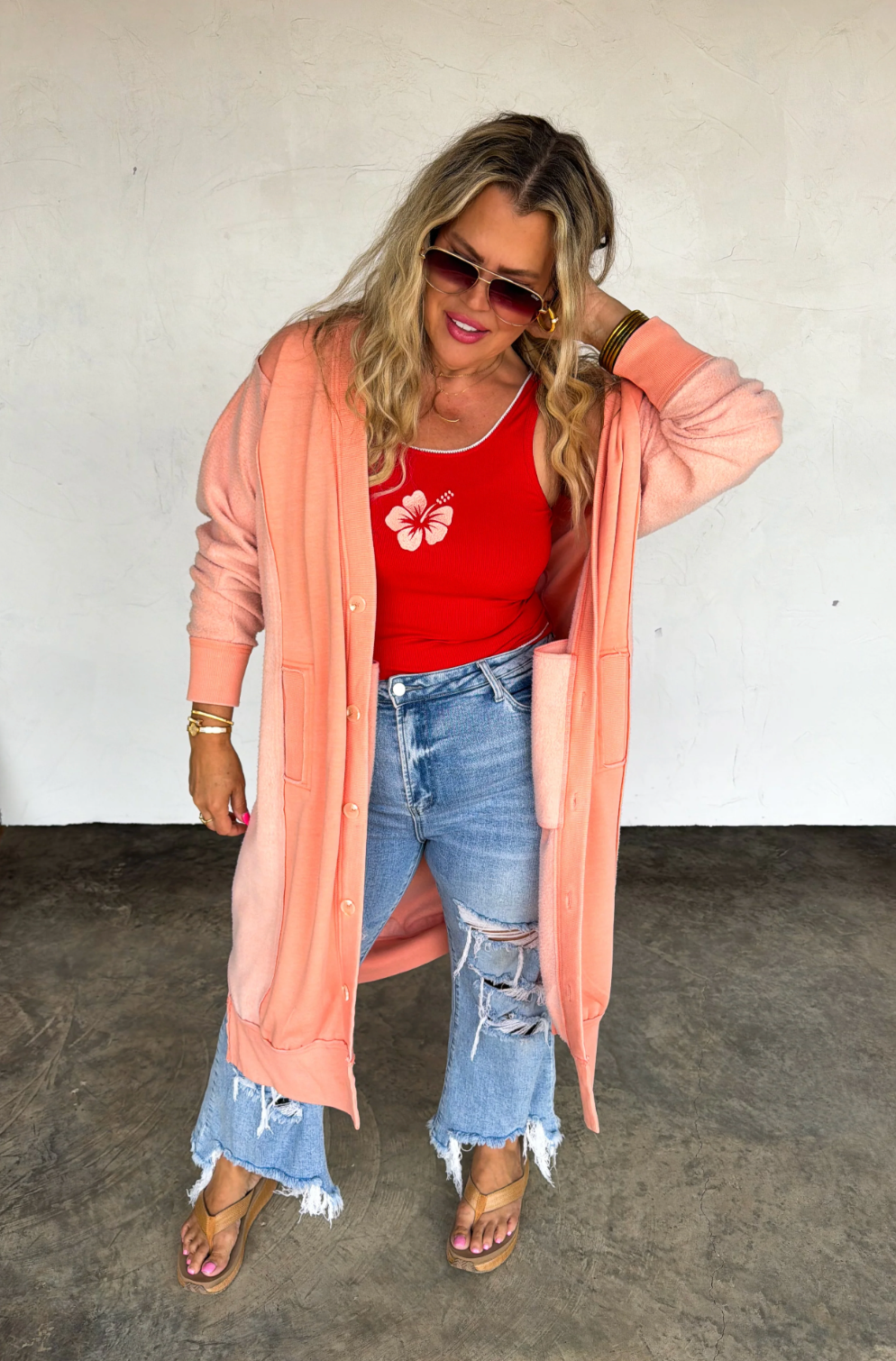 Orange Desi Sweatshirt Cardigan