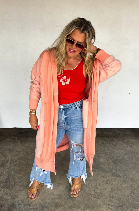 Orange Desi Sweatshirt Cardigan