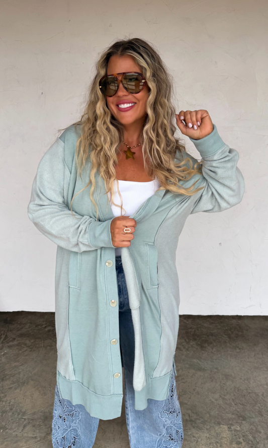 Sage Desi Sweatshirt Cardigan