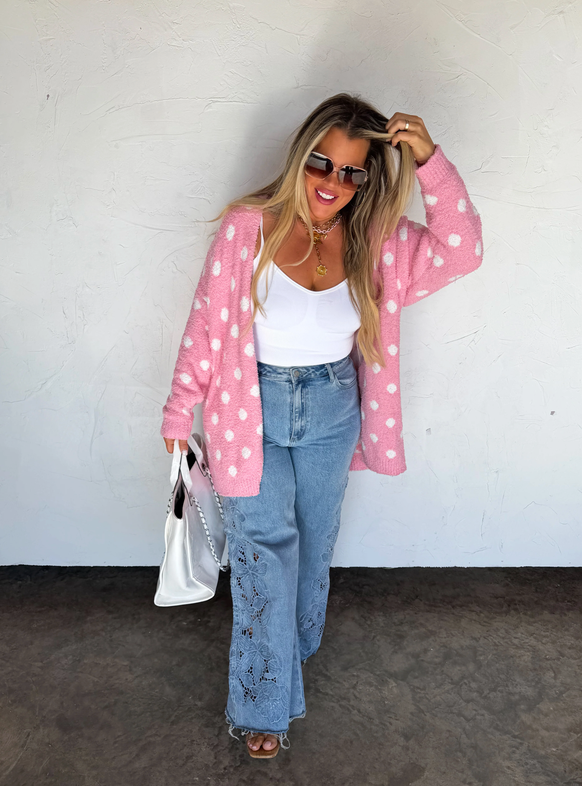 Pink Polka Dot Cloud Cardigan