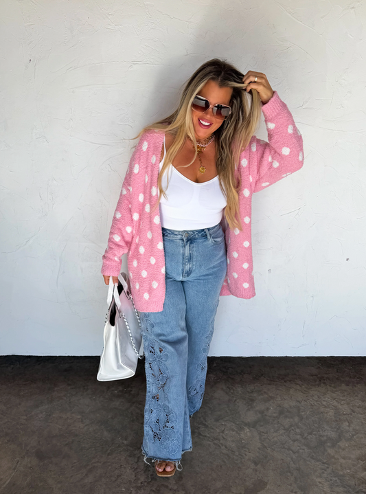 Pink Polka Dot Cloud Cardigan