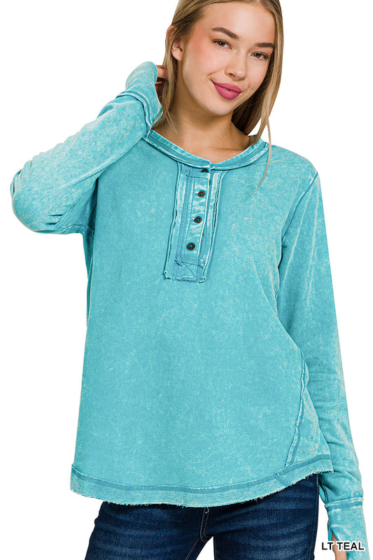 Teal Thumb Hole Cuff Long Sleeve Top
