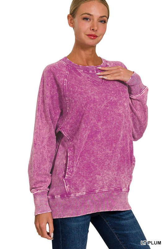 Light Plum French Terry Pullover w/ Pockets