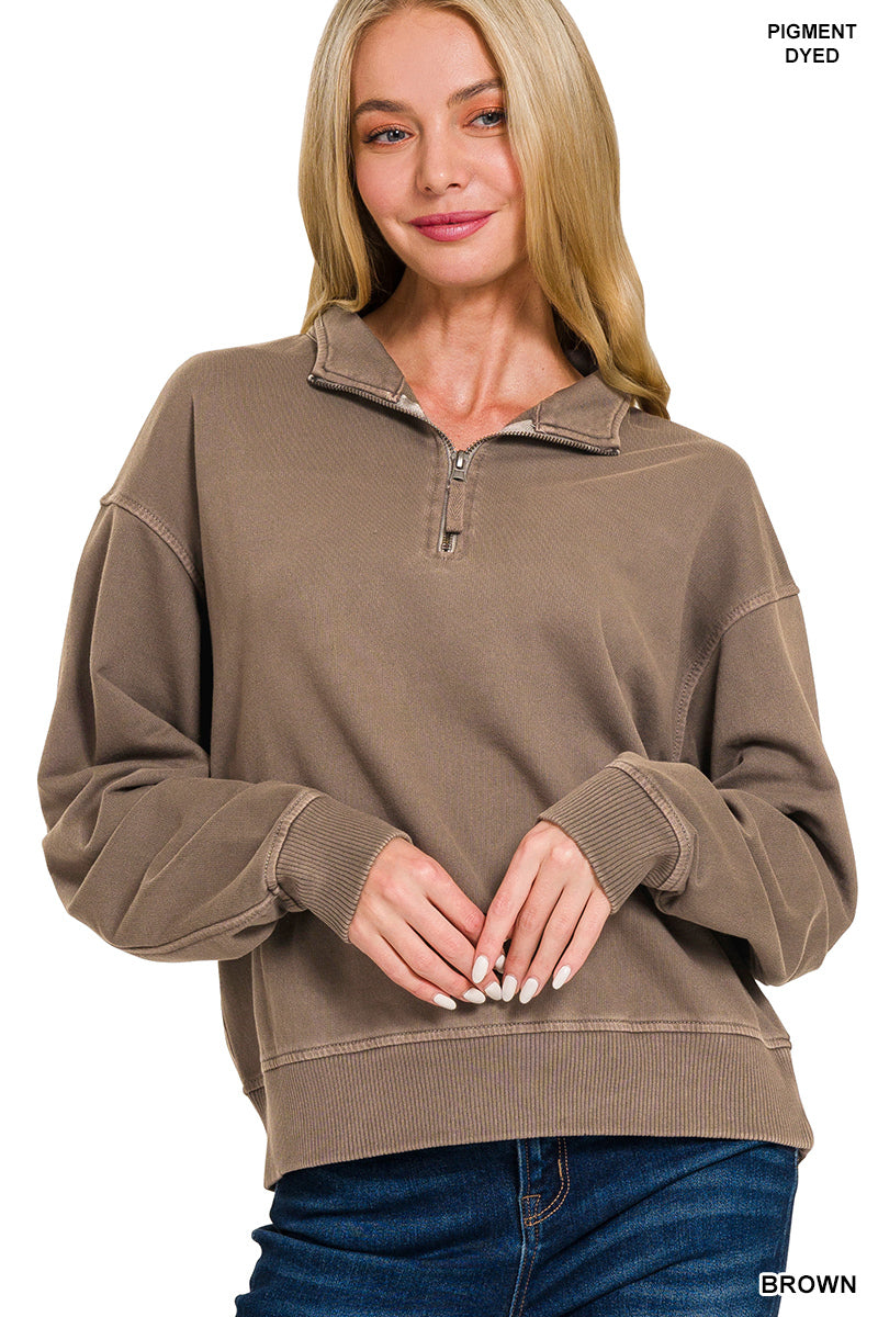 Pigment Dye Half-Zip Pullover