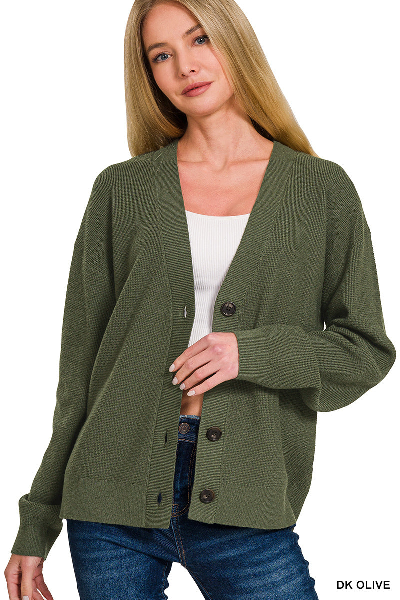 Dark Olive Button Sweater Cardigan