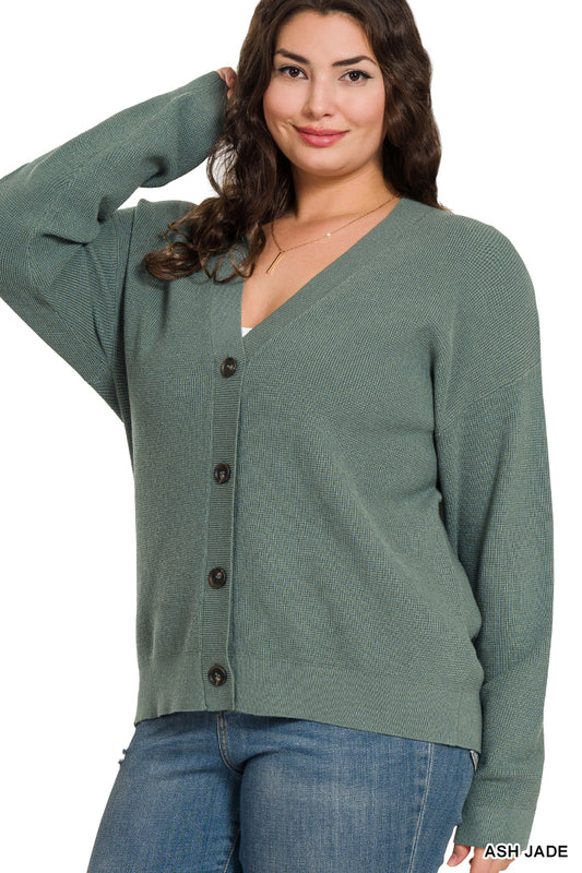 Ash Jade Button Sweater Cardigan (PLUS)