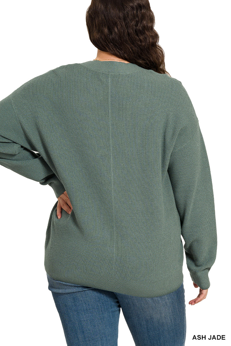 Ash Jade Button Sweater Cardigan (PLUS)