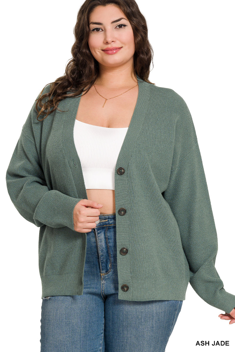 Ash Jade Button Sweater Cardigan (PLUS)