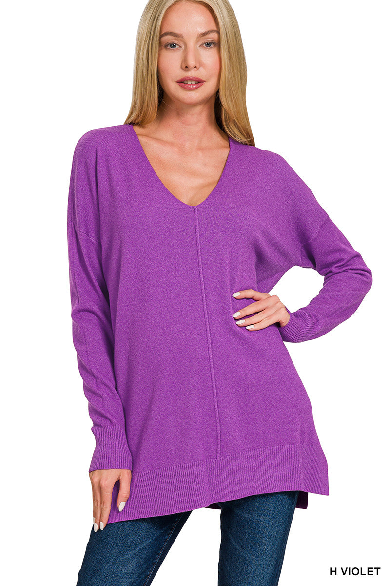 Kiara Front Seam Sweater--Violet