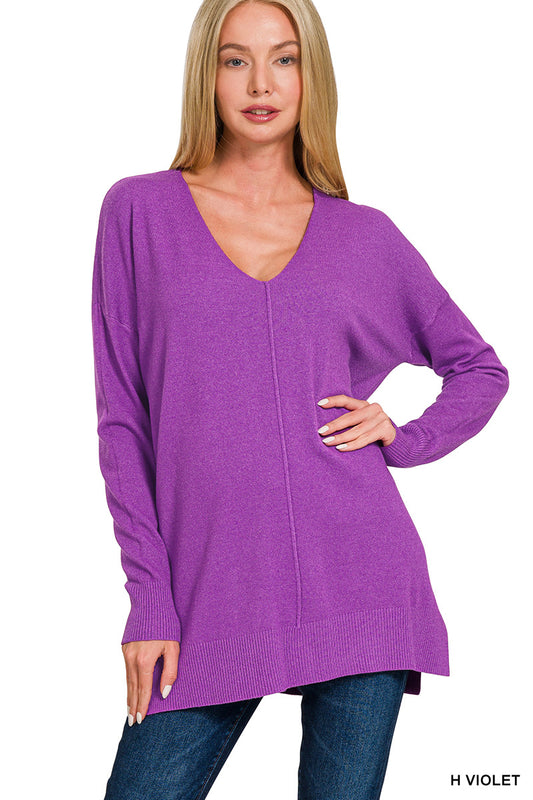 Kiara Front Seam Sweater--Violet