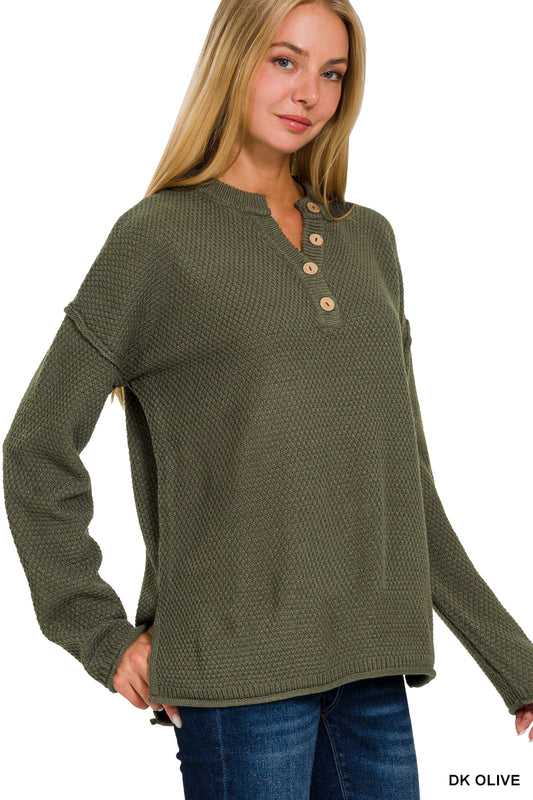 4-Button Henley Neckline Sweater