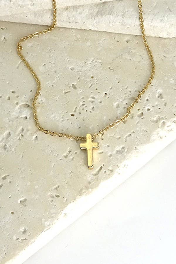 Classic Mini Cross Necklace (Silver or Gold)