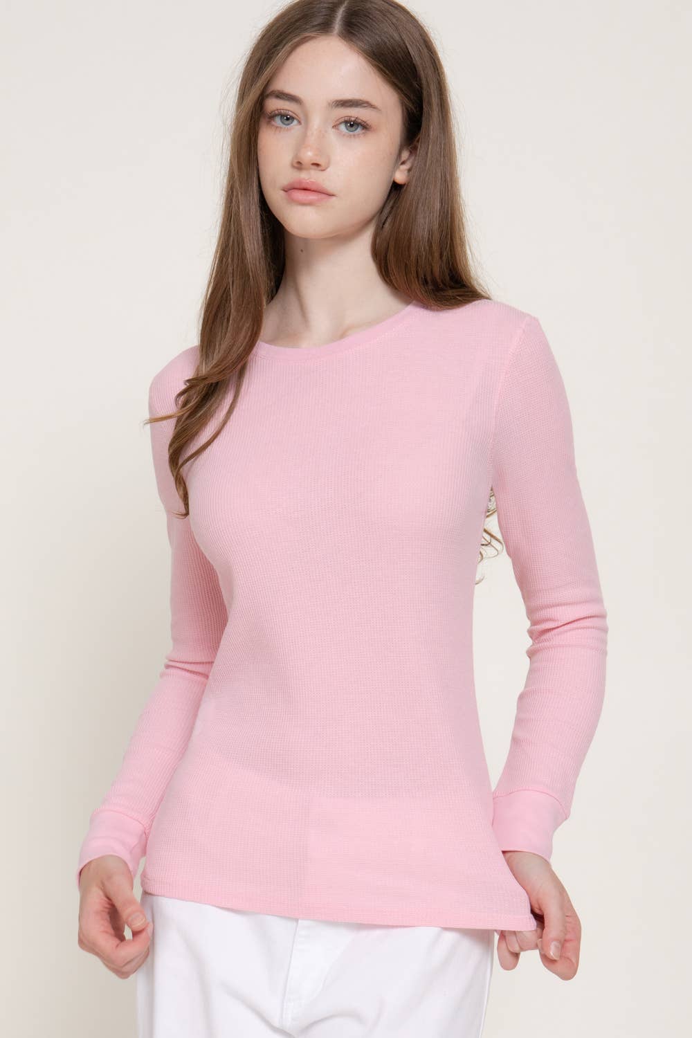 Long Sleeve Crew Neck Thermal Knit Top