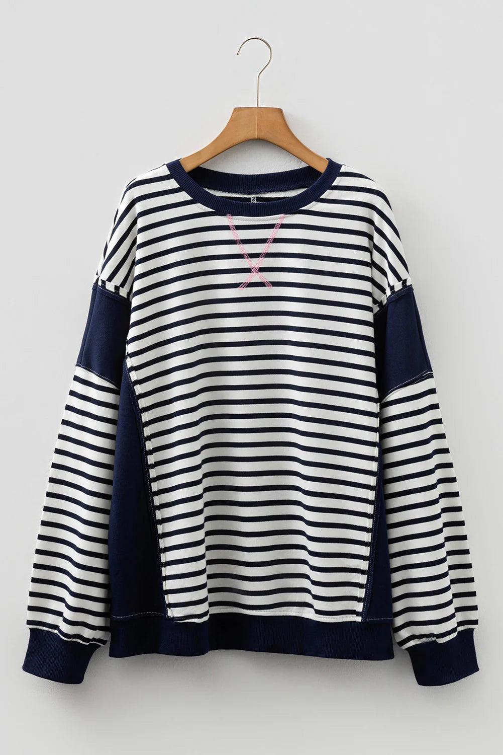 Blue Stripe Colorblock Pullover (Plus)