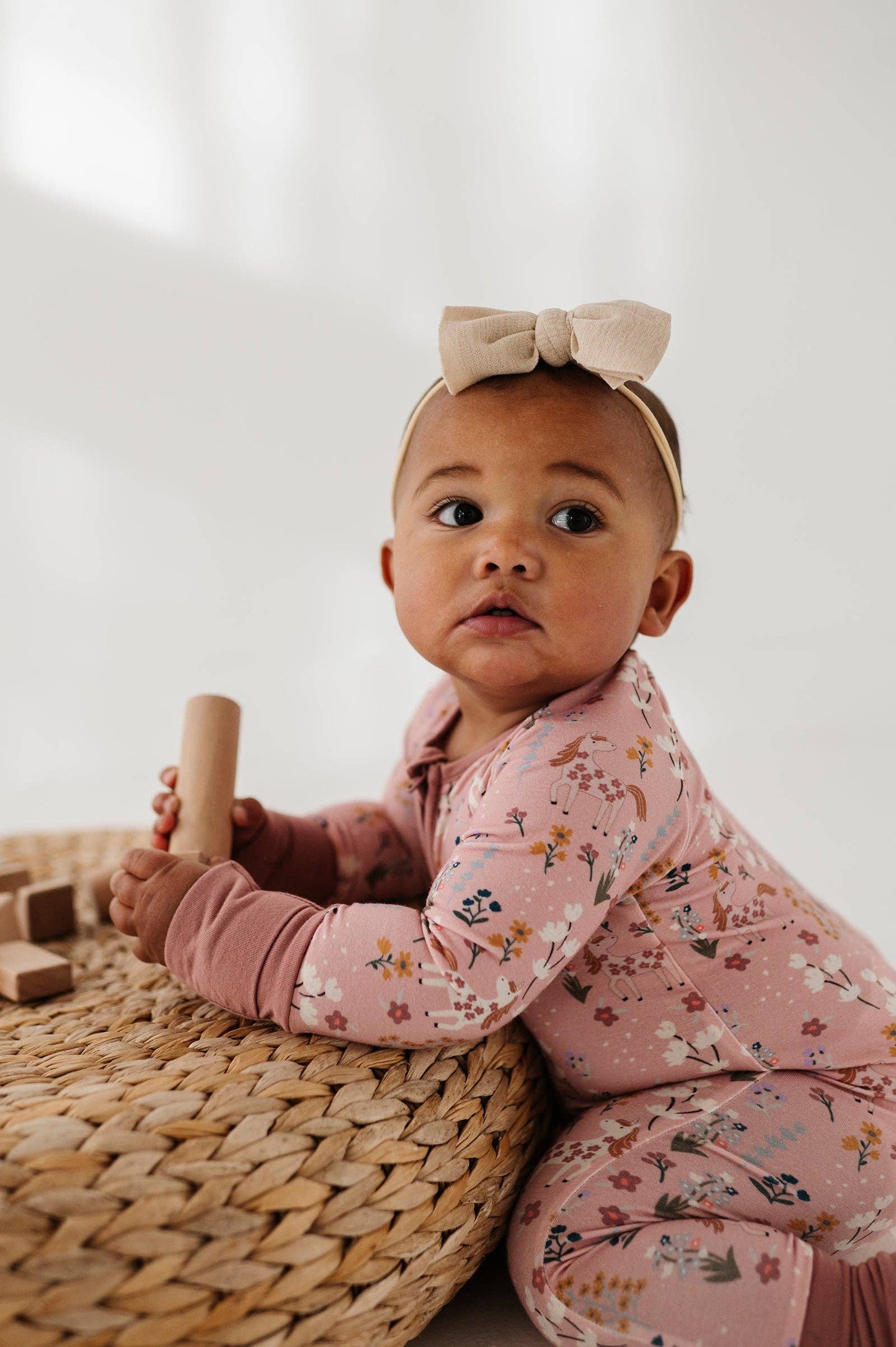 Botanical Long Sleeve Zip Romper Bamboo