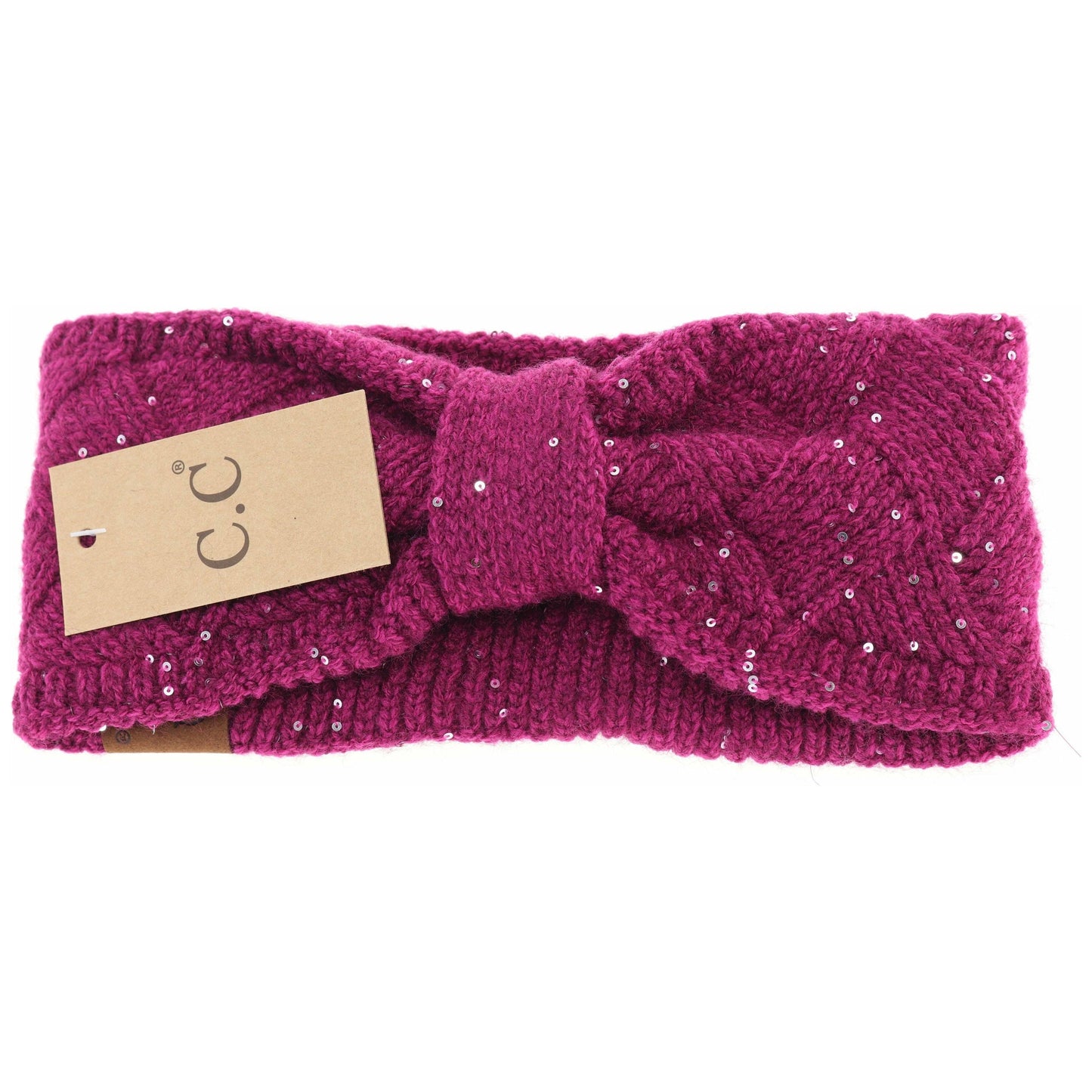 Sequin Brioche Cable Knit C.C Head Wrap