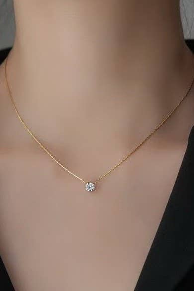 Classic Rhinestone Stone Charm Necklace