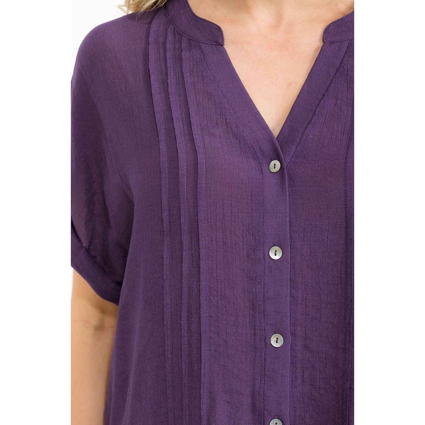 PAPAYA GAUZE PINTUCK SHELL SHIRT