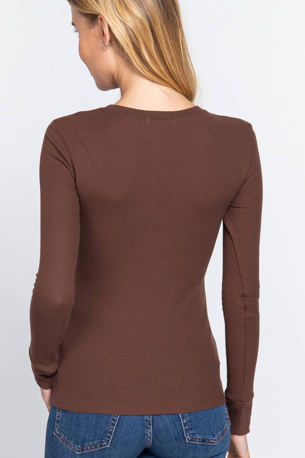 Long Sleeve Crew Neck Thermal Knit Top
