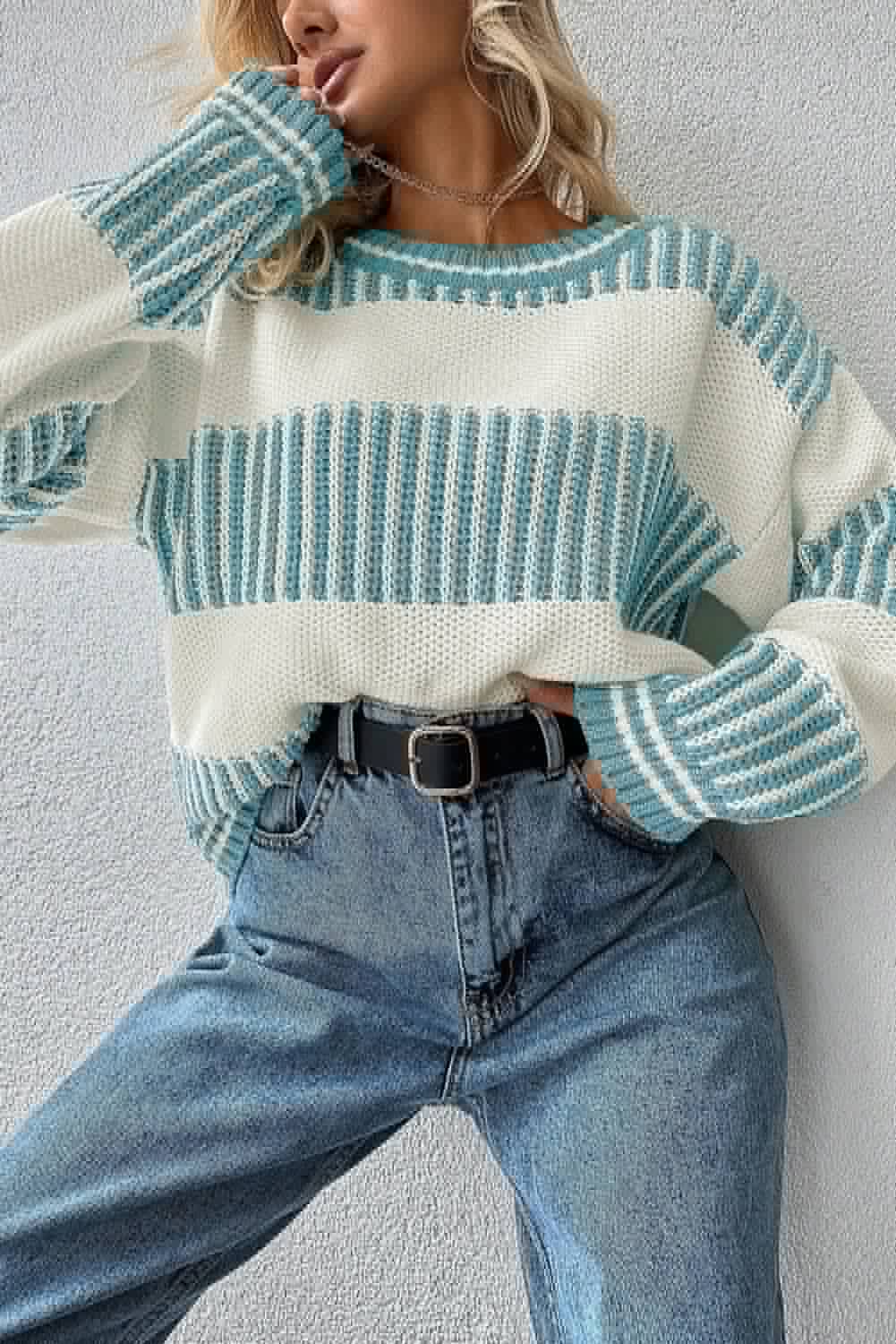 Blue Two-Tone Sweater