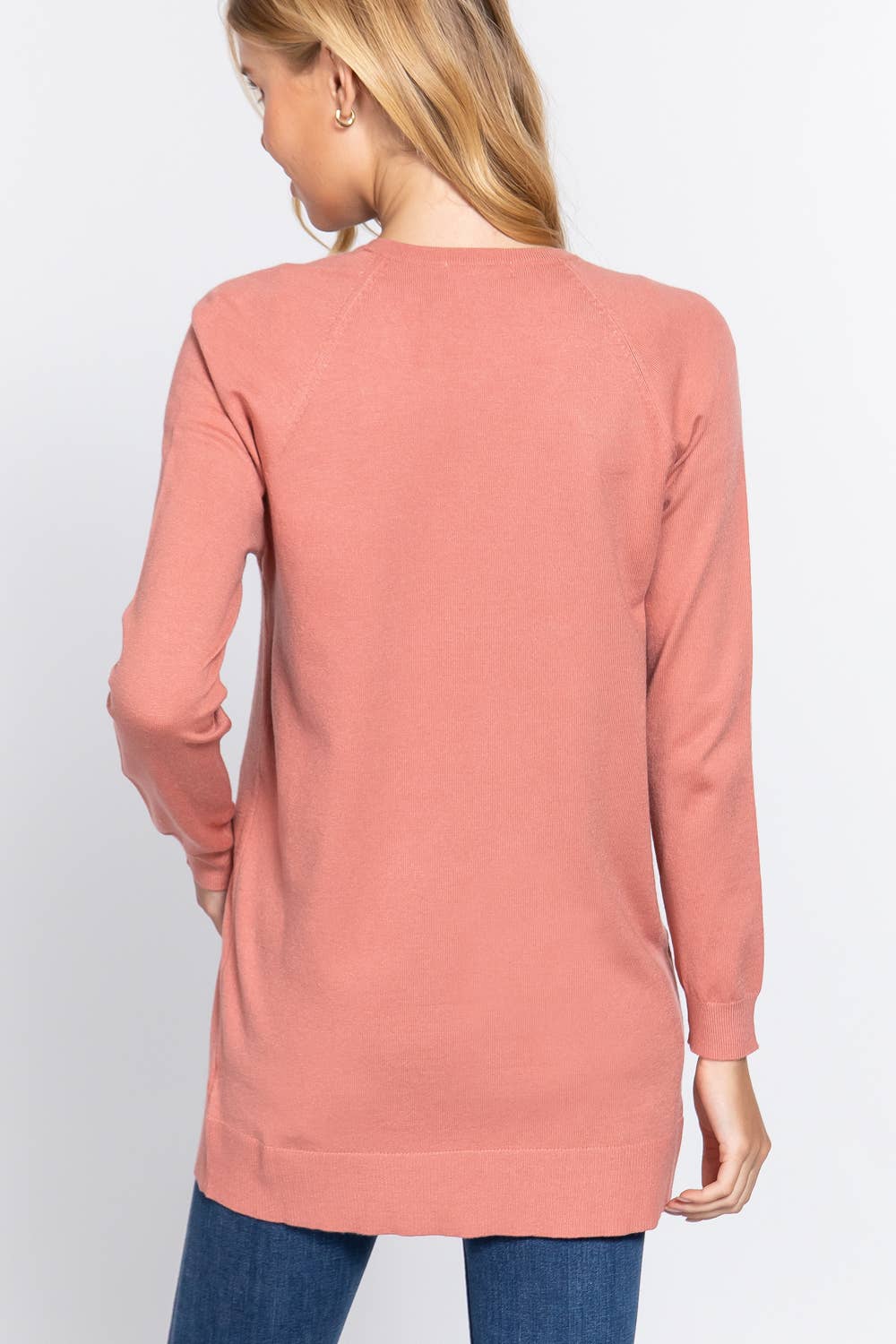 Long Raglan Sleeve with Pocket Open Sweater Cardigan