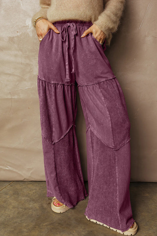 Wine Drawstring Mineral Wash Vintage Pants