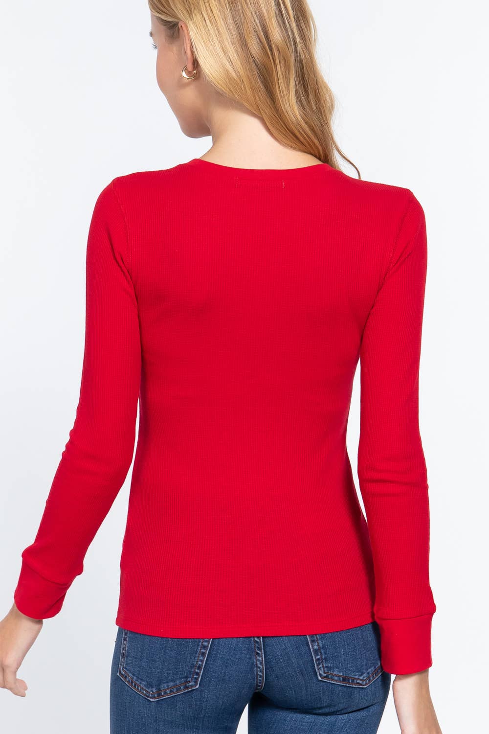 Long Sleeve Crew Neck Thermal Knit Top