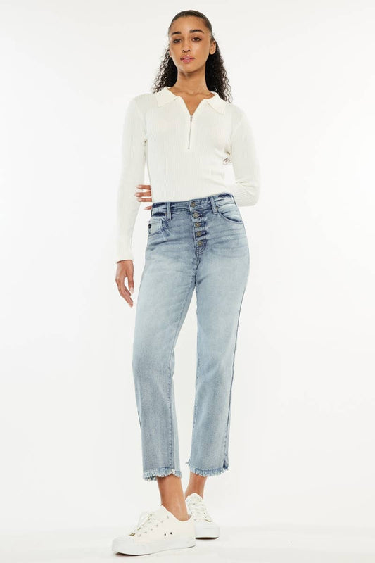 Kancan High Rise Button Fly Straight Jeans