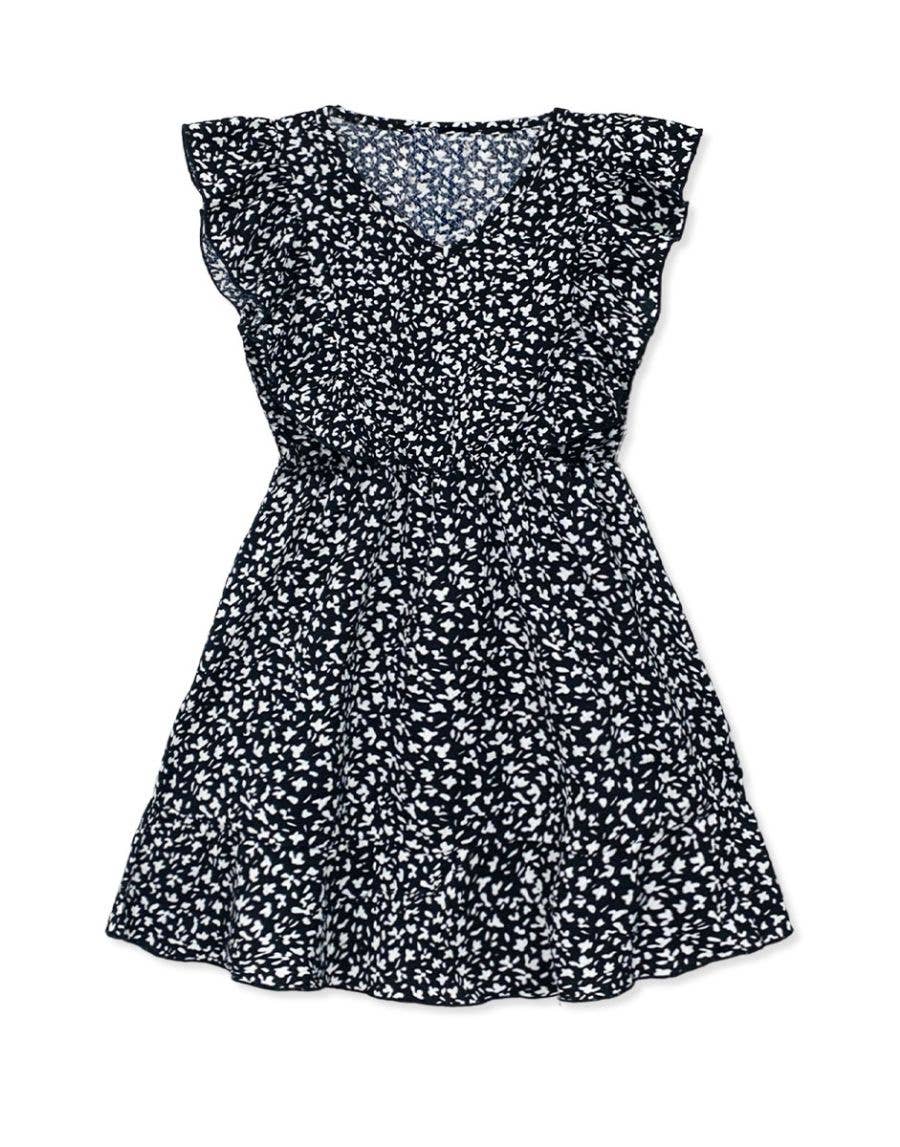 Girl's Black Dress w/ Ruffle Sleeves
