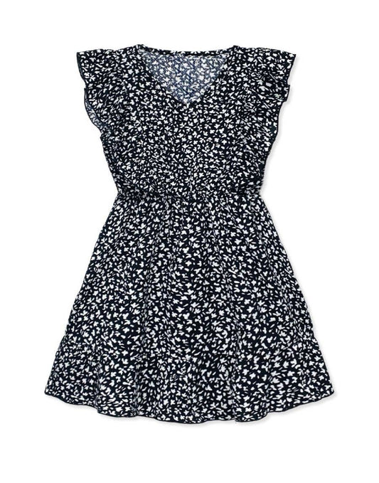 Girl's Black Dress w/ Ruffle Sleeves