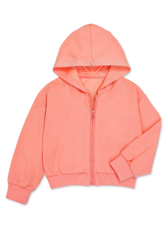Coral Girls Knit Terry Zip-Up Hoodie