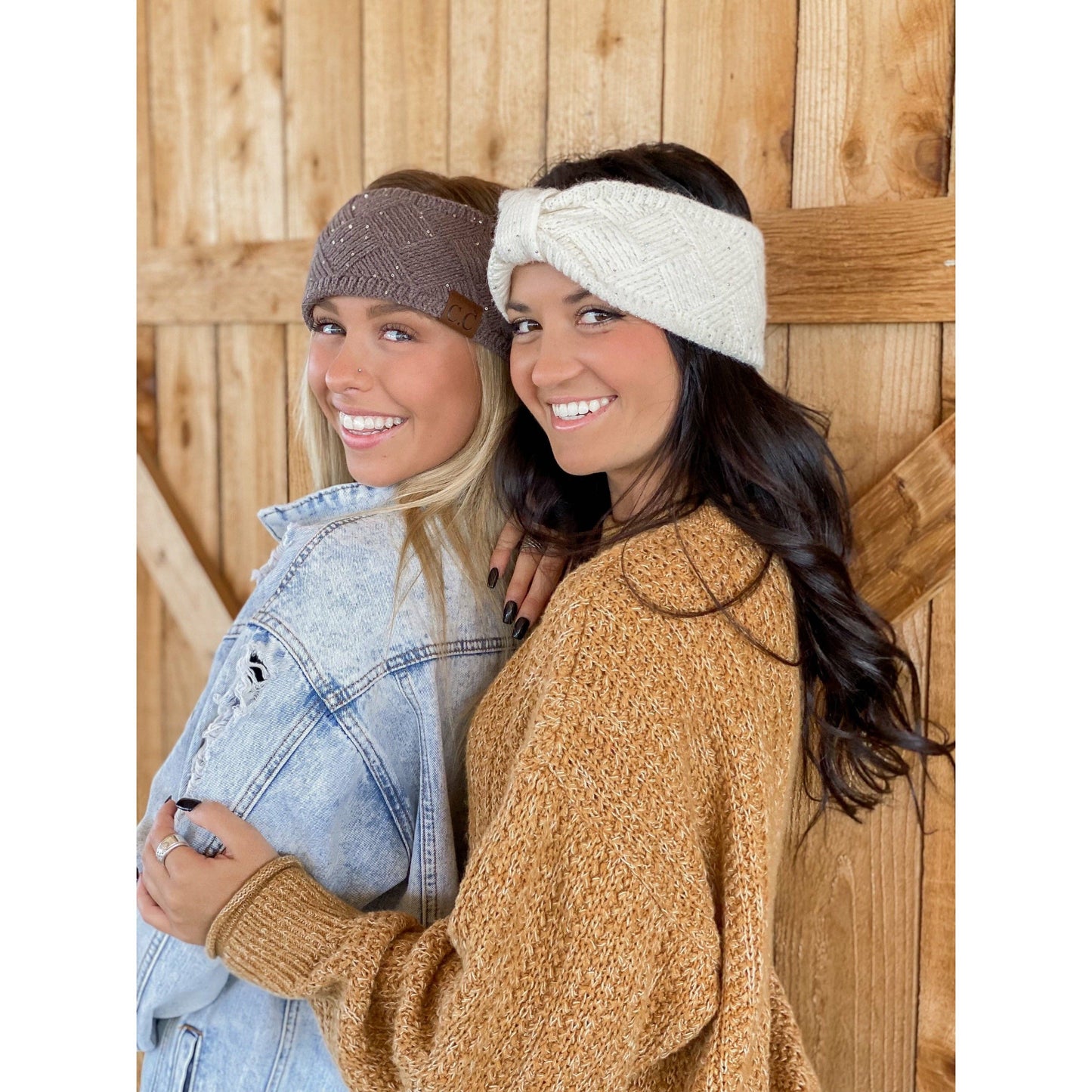 Sequin Brioche Cable Knit C.C Head Wrap
