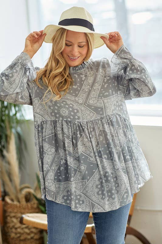 Willow Tree Boho Ruffled Blouse (PLUS)