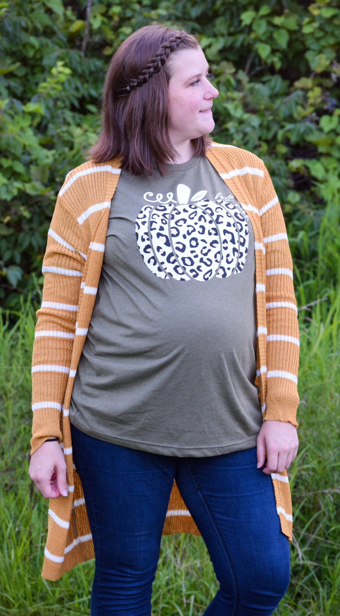 Charlotte Striped Cardigan--Mustard