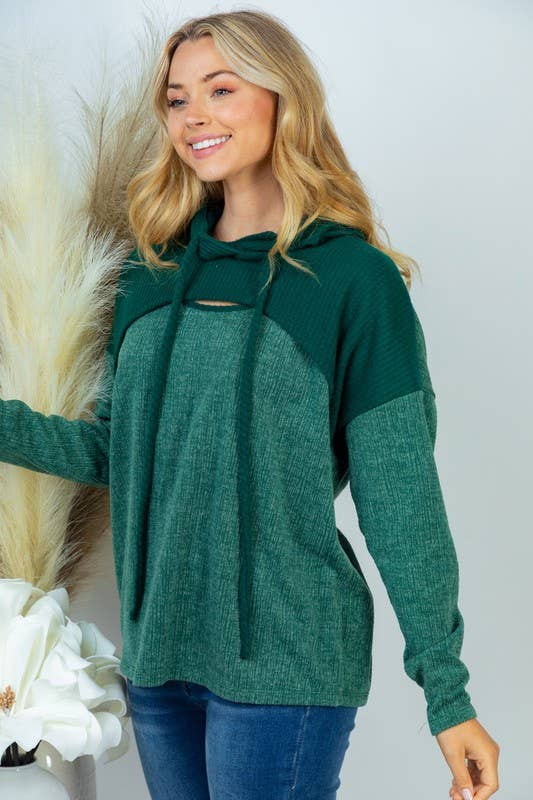 Emerald Long Sleeve Solid Knit Top (Plus only)