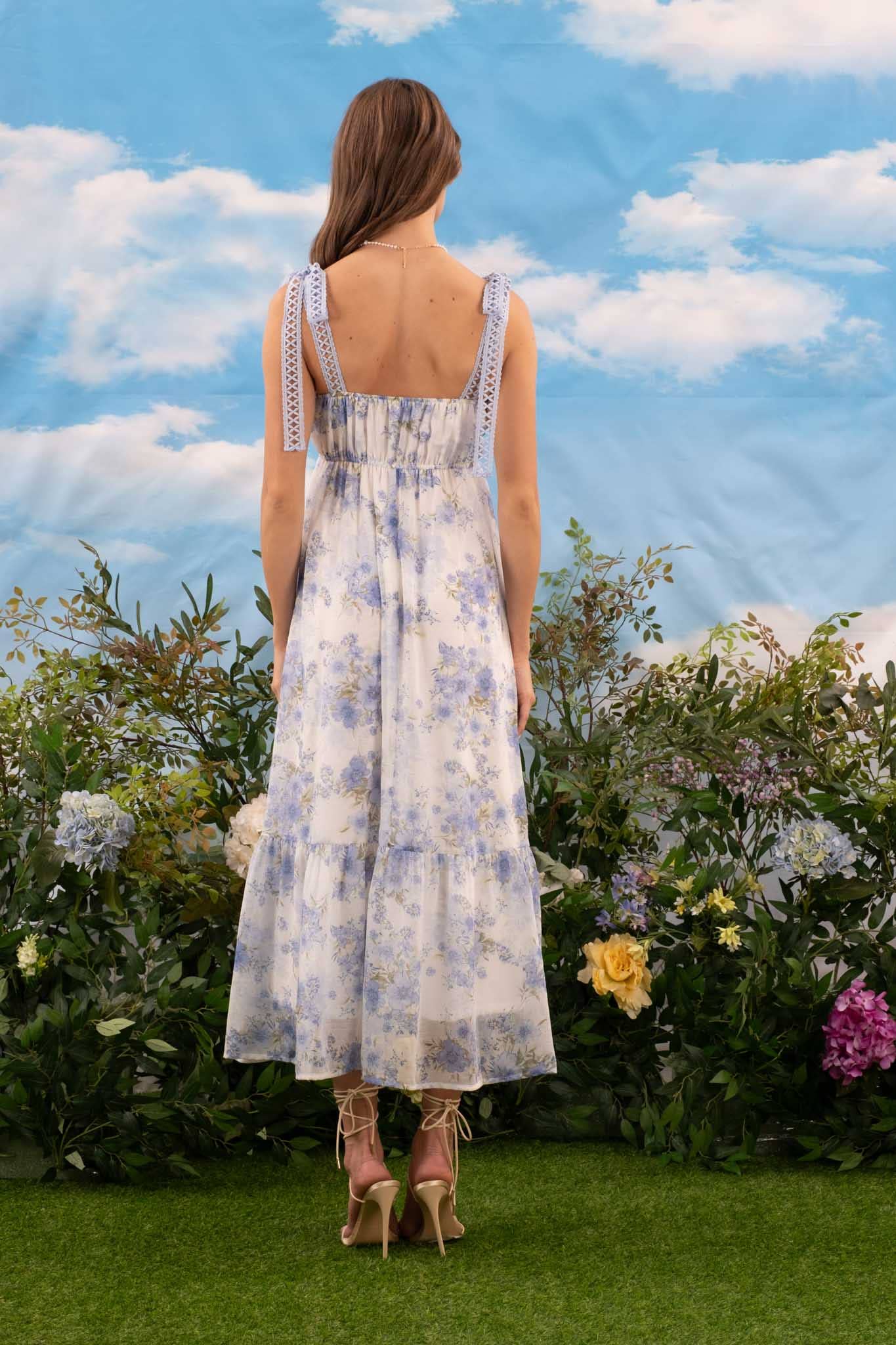 Floral Crochet Lace Strap Maxi Dress