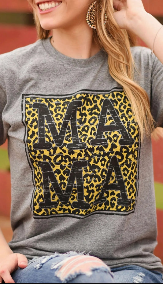 Leopard Mama Square Gray Tee RTS