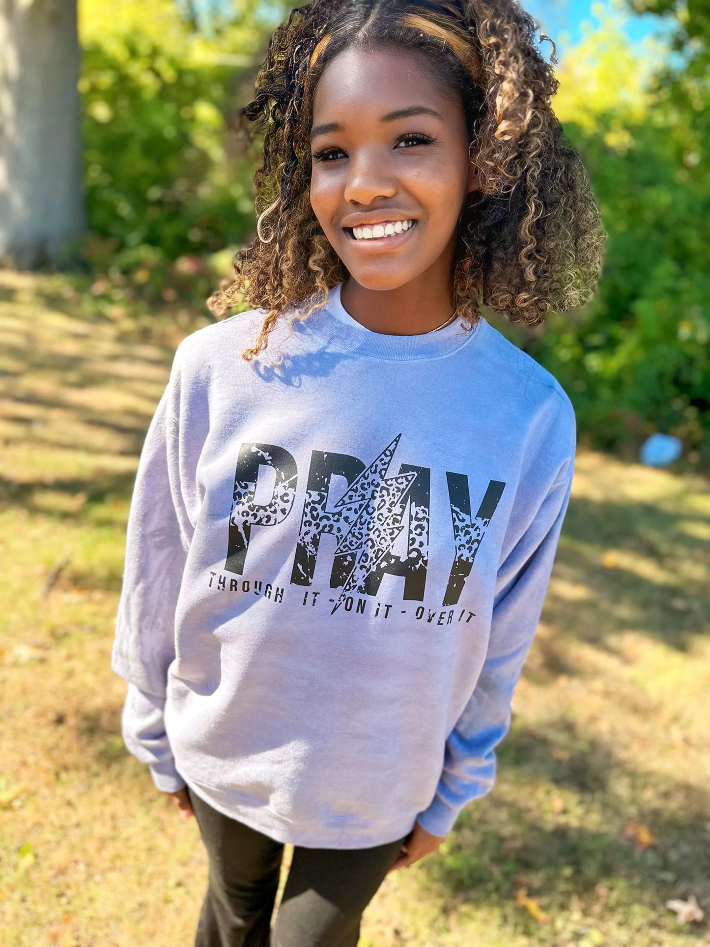 Pray Purple Hand-Dyed Crewneck Sweatshirt RTS