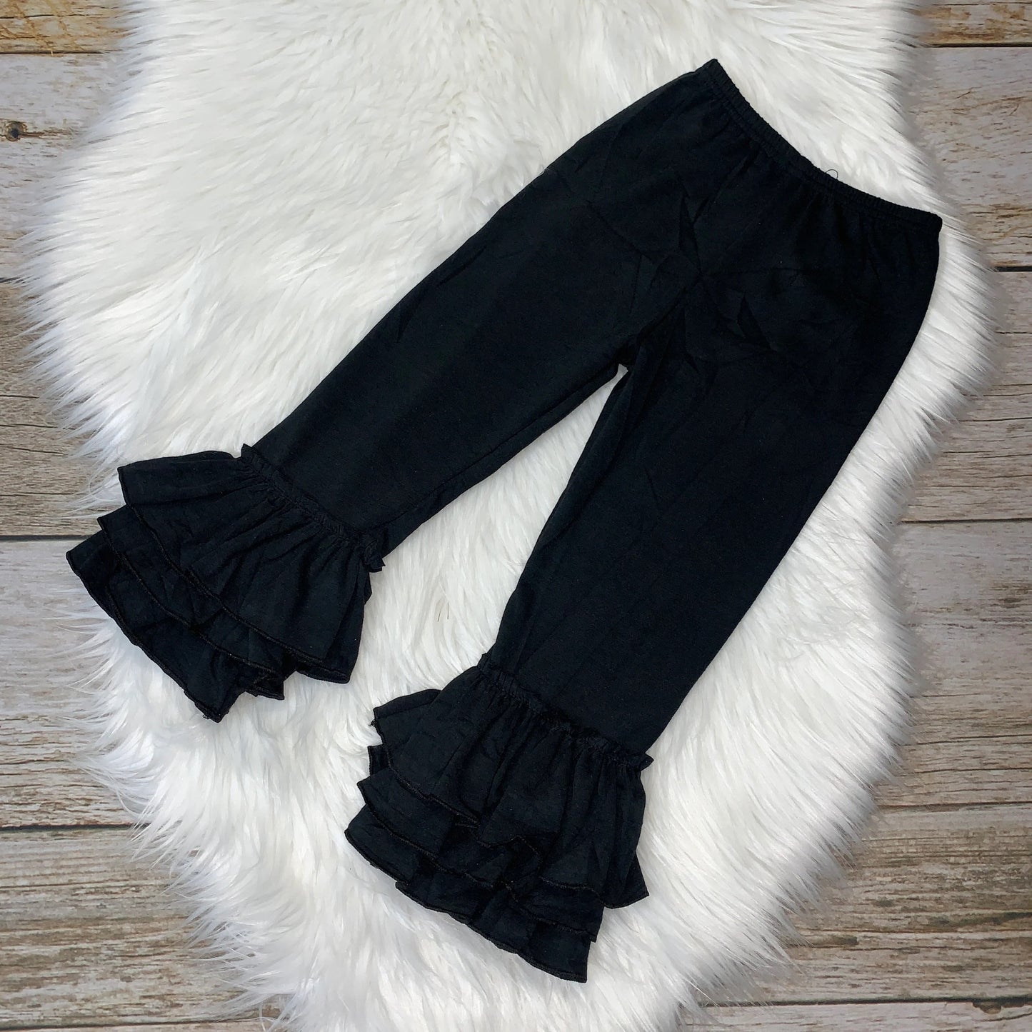 Red Knit Cotton Triple Ruffle Pants