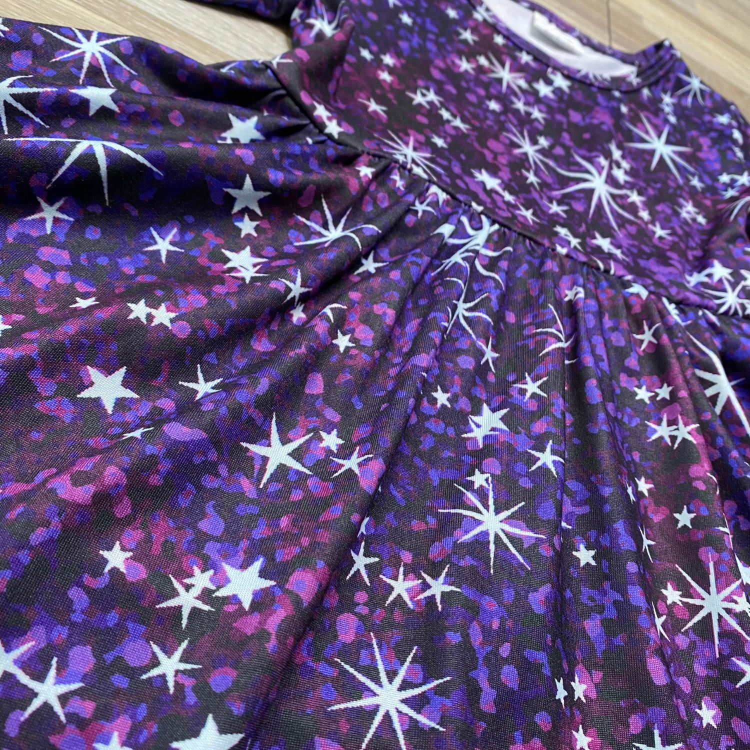 Purple Galaxy Stars Twirly Dress (CC4908)-Dresses-Sparkledots-sparkledots