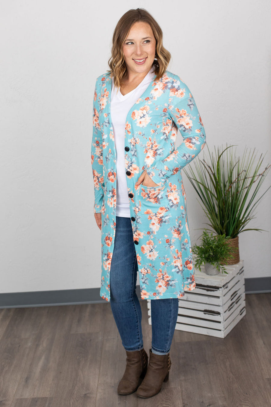 Colbie Cardigan--Blue Floral