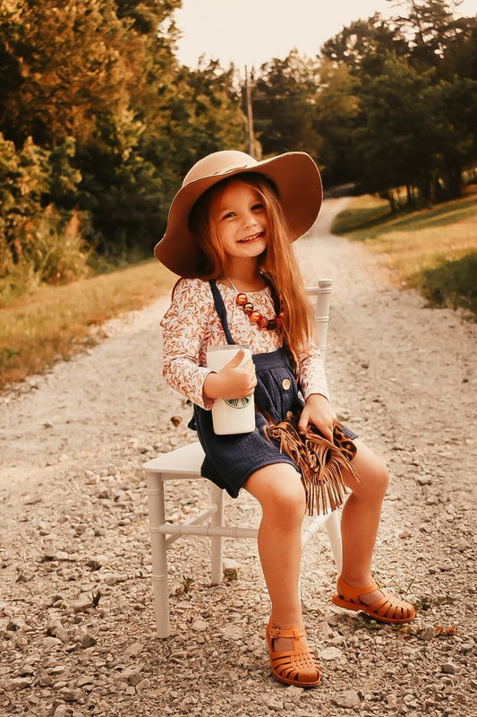 Tea Time | Navy Linen Suspender Skirt