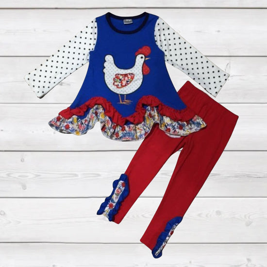 Polka Dot Chicken Applique Outfit