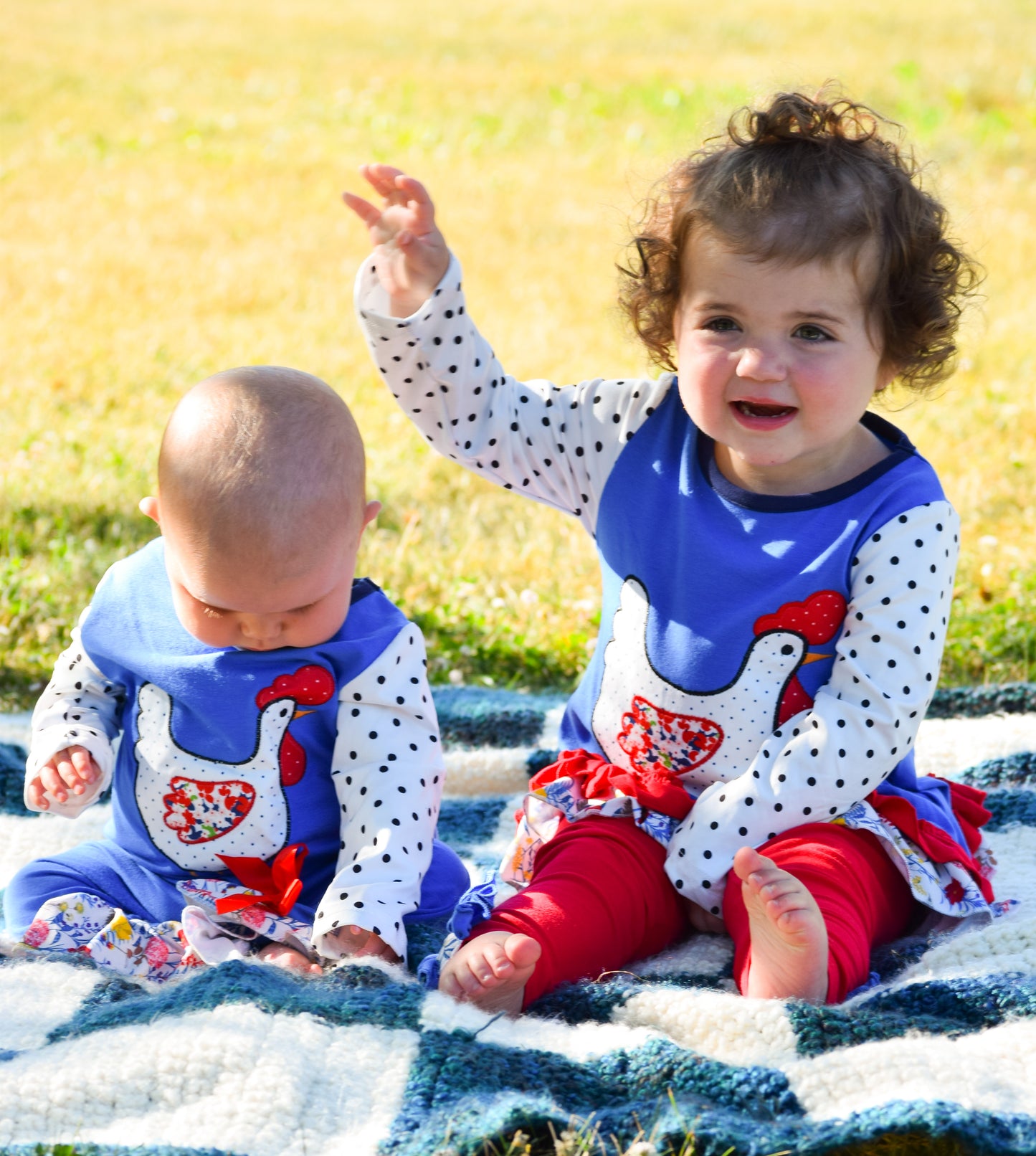 Polka Dot Chicken Appliqué Romper