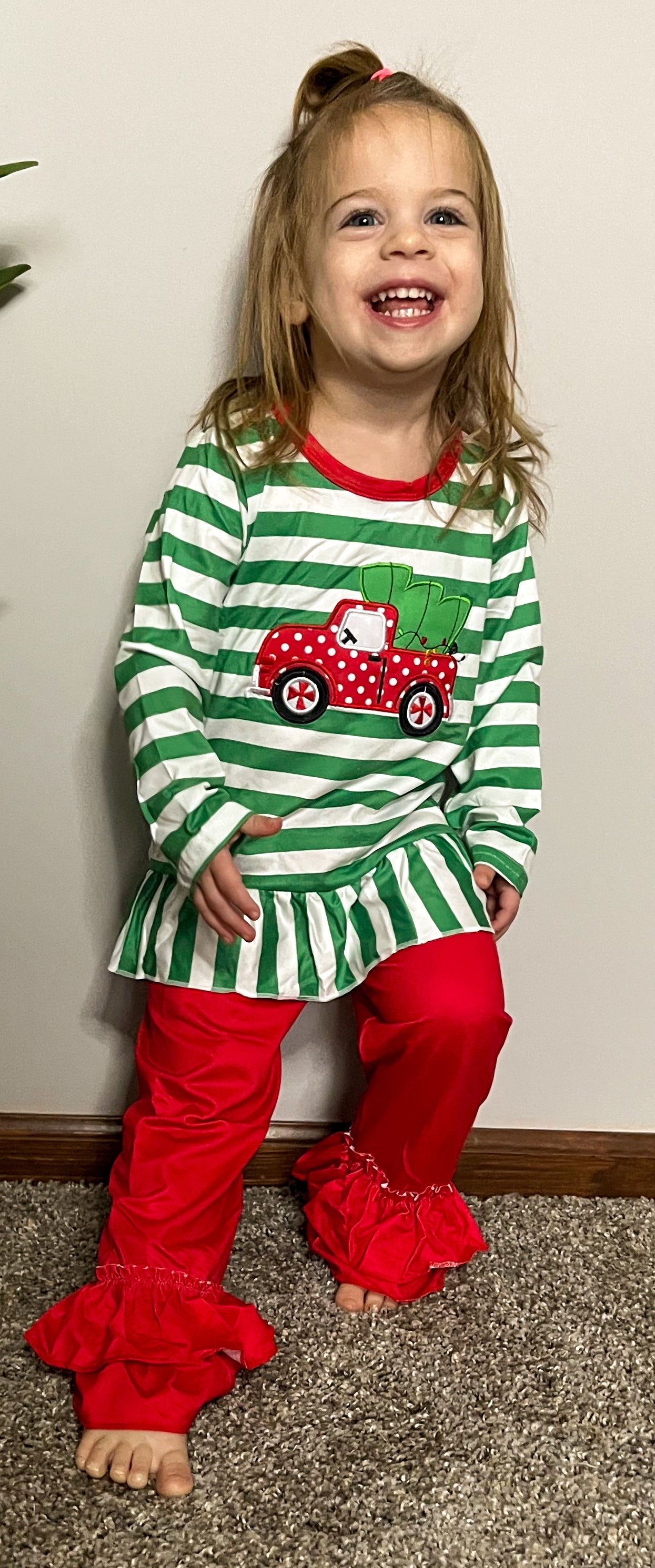 Girl's Tree Truck Appliqué Outfit