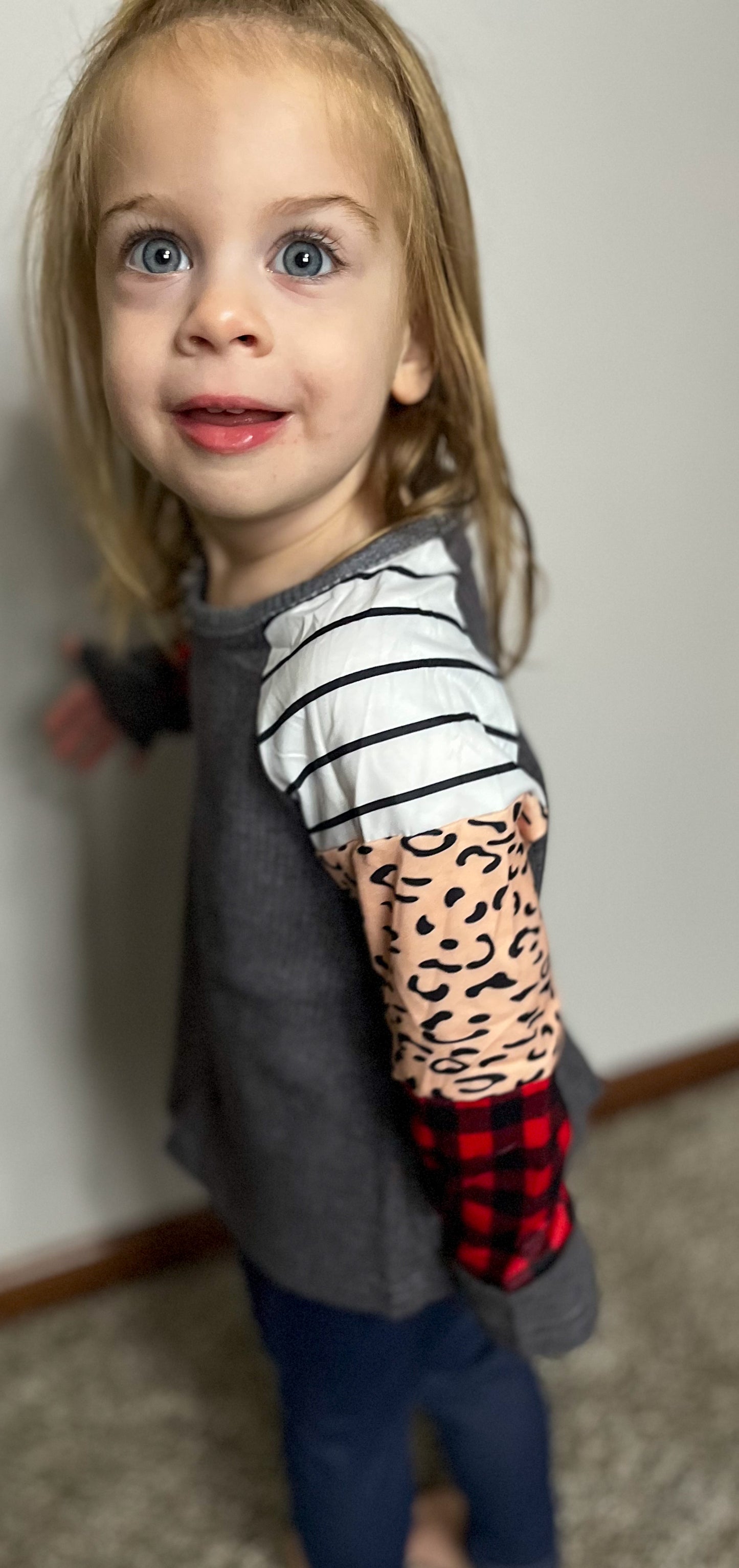 Colorblock Long-Sleeve Charcoal Shirt