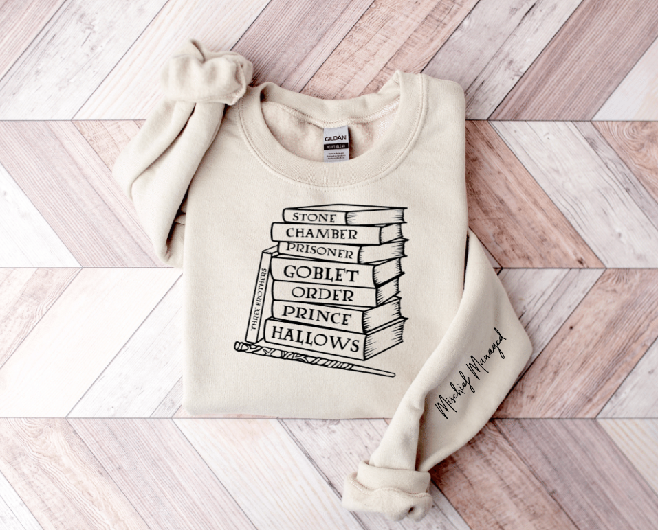 HP Book Stack Sweatshirt w/ Sleeve Detail--RTS