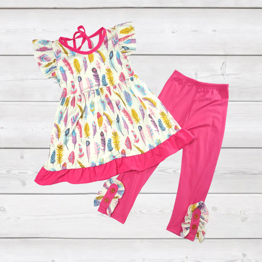 Pretty Feathers Ruffle Sleeve Outfit