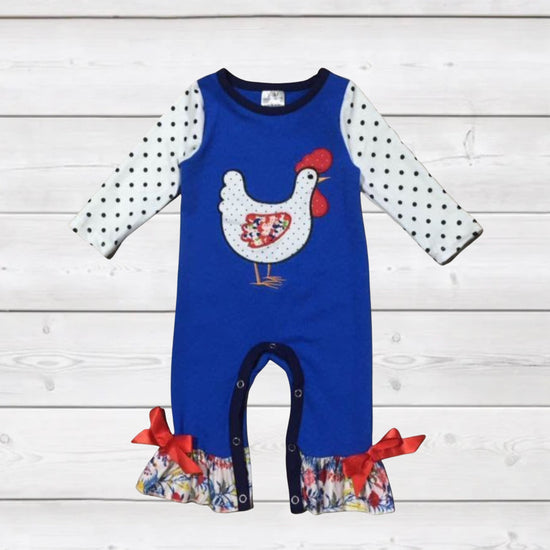 Polka Dot Chicken Appliqué Romper